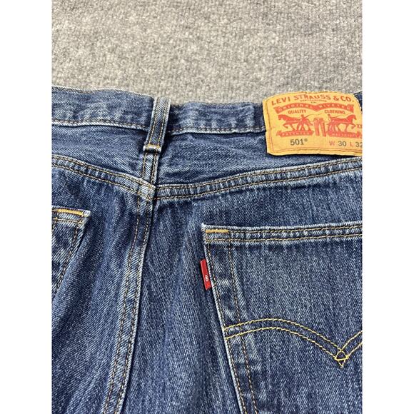 Levis 501 Jeans 30x32 Y2K 90s Grunge Button Fly USA Skater Streetwear Retro Blue - Picture 9 of 14
